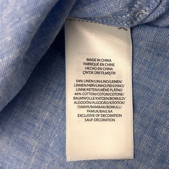 Ralph Lauren Kids L (14-16) Blue Chambray Linen Long Sleeve Button Down Shirt - Picture 5 of 7